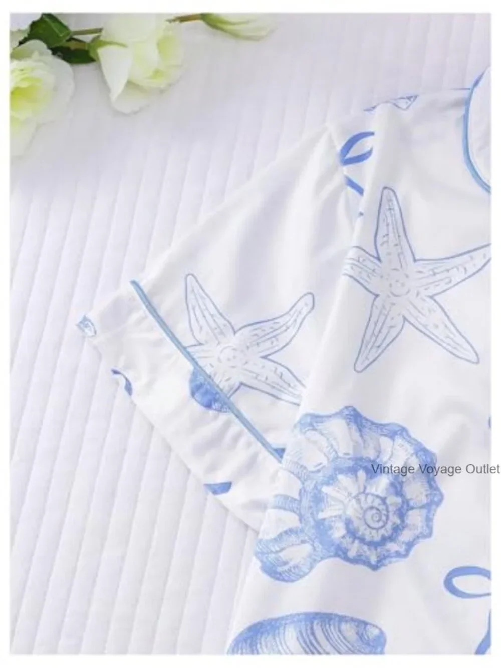 Women's 2 Piece Pajama Set Short Sleeve Button Down Shirt Bow Shorts Sleepwear - Picture 3 of 5